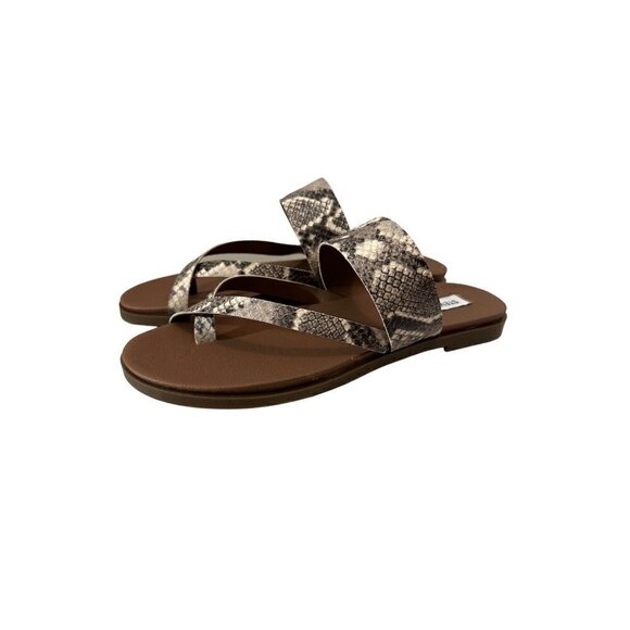 Steve Madden Athens Strappy Flat Sandal Snake print NIB - Picture 3 of 8